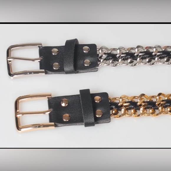 Elegant Black and Silver Chain Belt - Picture 2 of 2